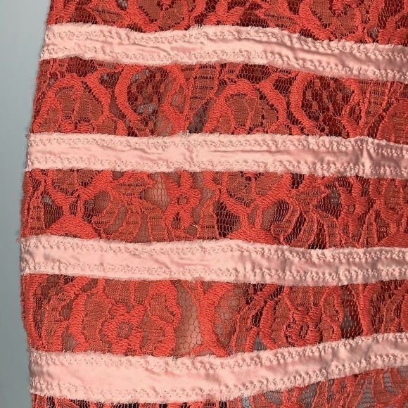 Free People Burnt Orange Lace Tank with Pink Satin Stripes - Picture 7 of 8